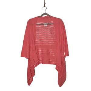 SOUTHERN LADY NEW $50 Pink Open Knit Draped Open‎ Cardigan Lightweight Small